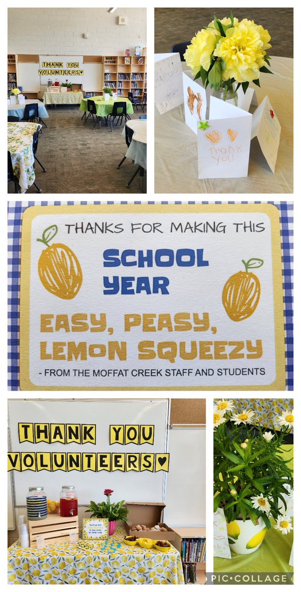 Thank you for making us volunteers feel so appreciated, Moffat Creek teachers and staff! Everything was perfect, from the yummy lemonade and treats to the kiddos cheering each time a volunteer walked in. What a wonderful Wednesday!