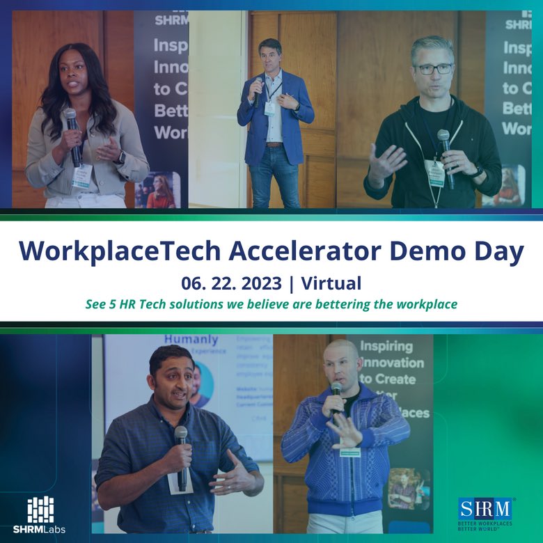 baski_LA's tweet image. Join the #SHRMLabs #WorkplaceTech Accelerator program demo tomorrow, June 22n, to hear from five #HRTech startups about how they help improve the workplace daily.  hopin.com/events/workpla…
@confirm @thegoodjobteam @humanlyHR @onramp_io @Movo_hq @SHRM @memocorea @JohnnyCTaylorJr…