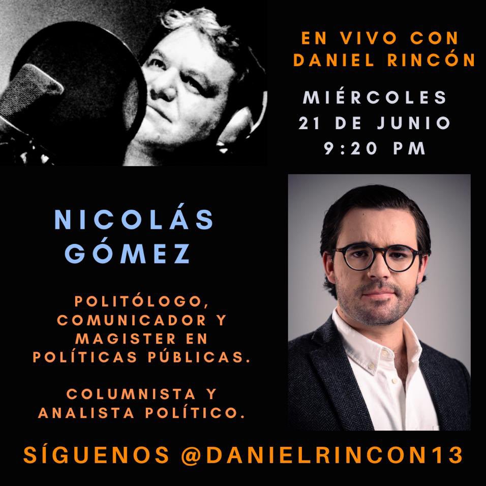 Hoy <a href="/NicolasGomezMSN/">Nicolás Gómez Arenas</a> va a estar en vivo a través de Instagram a las 9:20 pm.

¡Imperdible!