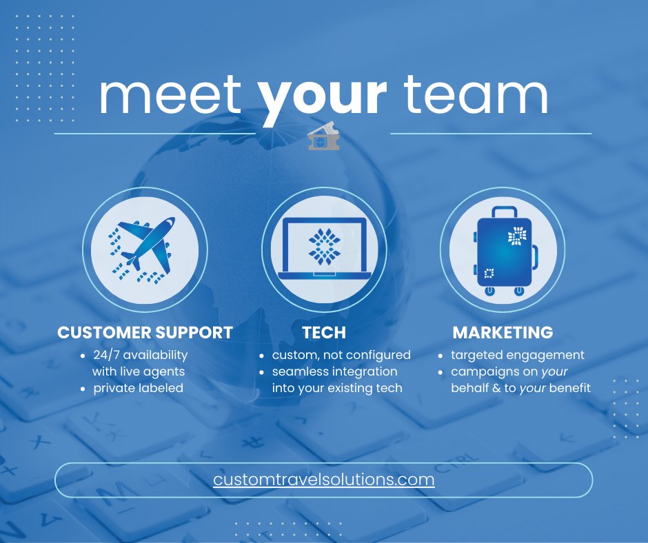 CustTravelSol's tweet image. Adding travel to your product line?
Launching a new business?

Choose a partner who supports you – and your members – through it all.

CustomTravelSolutions.com

#CustomTravelSolutions #PartnershipMatters #Team #BusinessSolutions