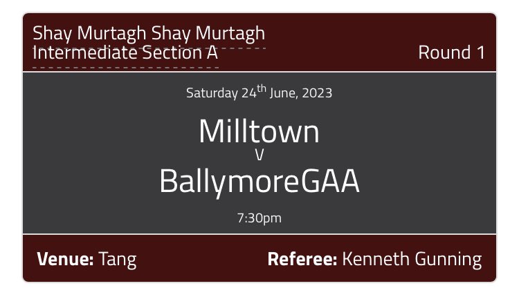 Our IFC campaign kicks off on Saturday evening in Tang against neighbours Milltown. Best of luck to the team and management🟢🟡! 

Tickets are available at: 
'One Club Championship Group Stage Ticket' shops.ticketmasterpartners.com/westmeath-gaa. 
or 
Individual match tickets
universe.com/westmeathgaa