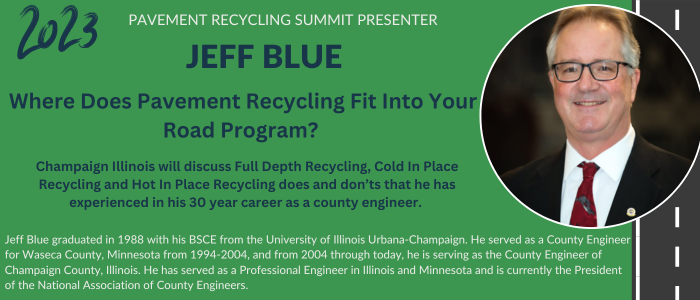 ARRAsocial's tweet photo. PRS Speaker Spotlight: Jeff Blue! Jeff is currently the President of the National Association of County Engineers and his presentation is sure to be one you won't want to miss! Register for the 2023 Pavement Recycling Summit today!
https://t.co/e0ohaBFglq https://t.co/kt4C3GwgJh