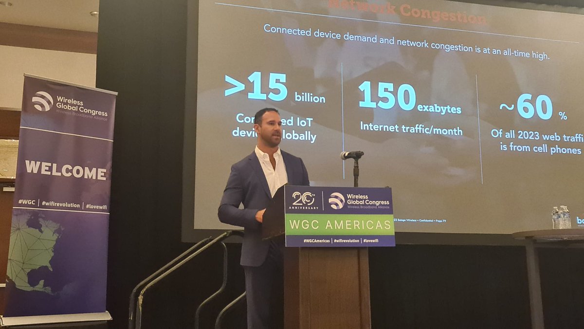 boingo's tweet photo. Coming to you live from @WBAlliance Wireless Global Congress in Las Vegas. Our VP of Engineering and data expert Bill Marino presented on 5G and Wi-Fi network management. The headline? Smart, intelligent data plays a big role in smart, intelligent wireless networks. #WGCAmericas https://t.co/oOOBvgfiEp