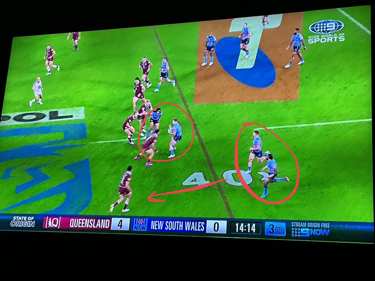 Addo-Carr could easily be on 5 or 6 tries already in the series. 
But he is playing with attack wrecking halves like Luai, who prefers short balls, then having a one man overlap & racing down field to score. 
Gus Gould is completely discredited.