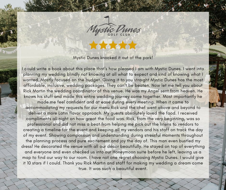 We feel so honored to receive so many great wedding reviews. We love being apart of such a big day. If you're getting married or know someone who is, contact Rick about our wedding packages! Rick.Martin@hgv.com 💍💍💍 #WeddingWednesday