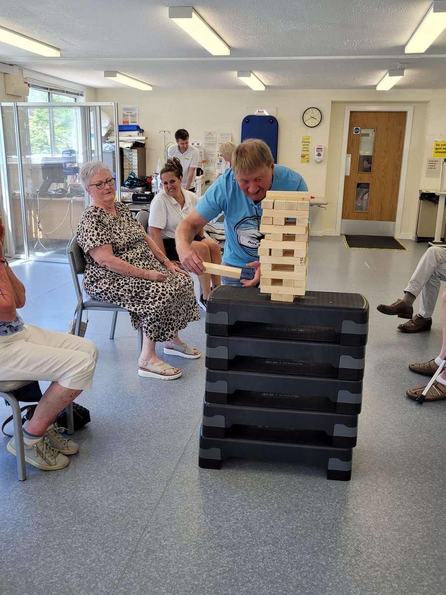 We had great fun today in our PR sports day! Seated hockey, egg and spoon races, giant jenga and skittles followed by cakes and hot drink whilst watching our new promotional video! Photos with consent. @YSTeachingNHS #pulmonaryrehab