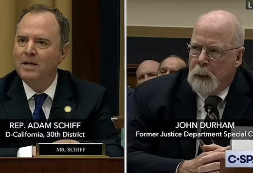 OmarRiverosays's tweet image. BREAKING: Democratic Congressman Adam Schiff humiliates John Durham, the author of Trump’s phony “Durham report,” during a hearing today by the House Judiciary Committee. 

It all started when Durham tried to claim that the Justice Department’s investigation into Trump and Russia