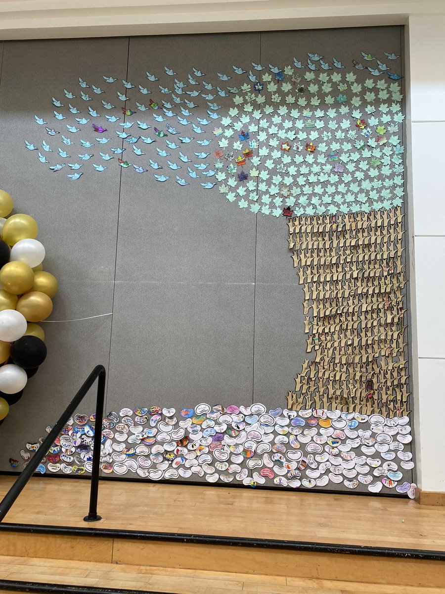 I love how this turned out! To come together as a full school each student got a shape to write their favourite memory from the year. Kindies are the roots, grade 1 &amp; 2s are the trunk, 3&amp;4s are the leaves, and the 5s are the birds flying off to The Pines! 
@newcastle_ps