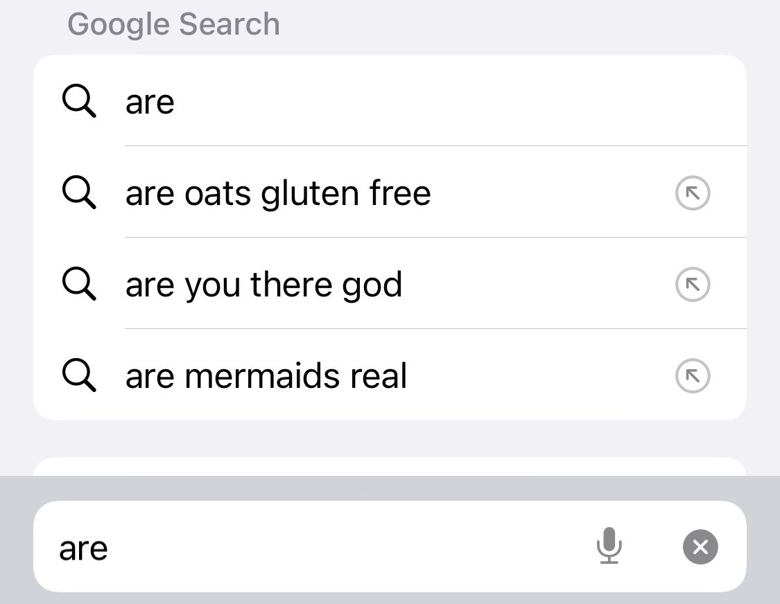 Really into all the topics google search autofill thinks would interest me, actually