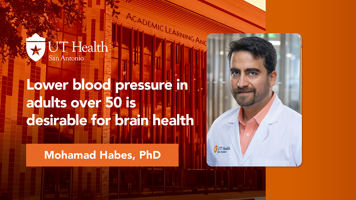 UT Health San Antonio assistant professor Mohamad Habes, PhD, is the corresponding author of a study that found lowering systolic blood pressure is more effective in preserving brain health compared to standard treatment goals. Learn more: bit.ly/441lNvF