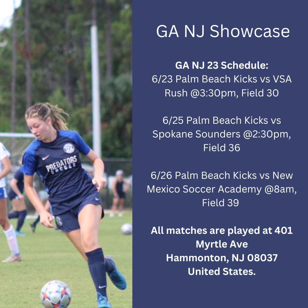 Excited for this weekend in New Jersey! Can’t wait to compete! <a href="/GAcademyLeague/">Girls Academy</a> #showcase #gasummer