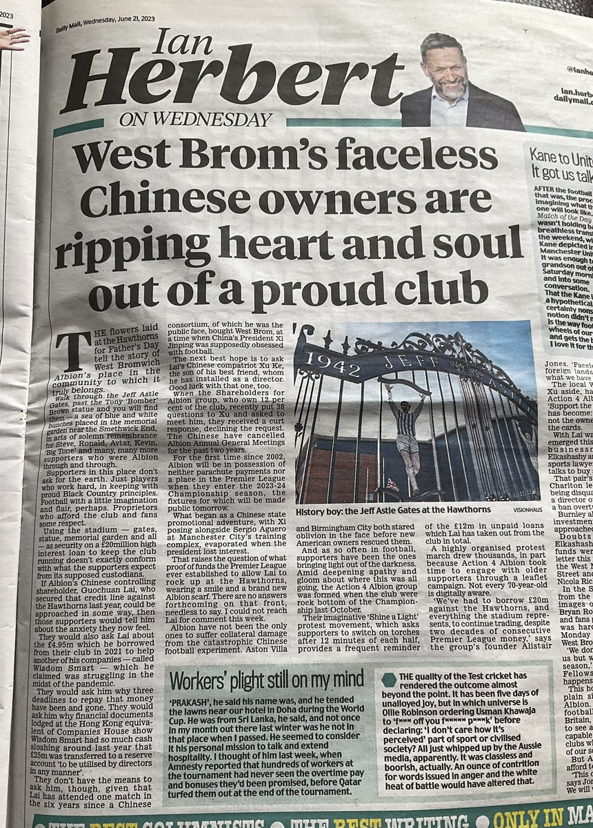 @TBWBA Not just online in the paper today !