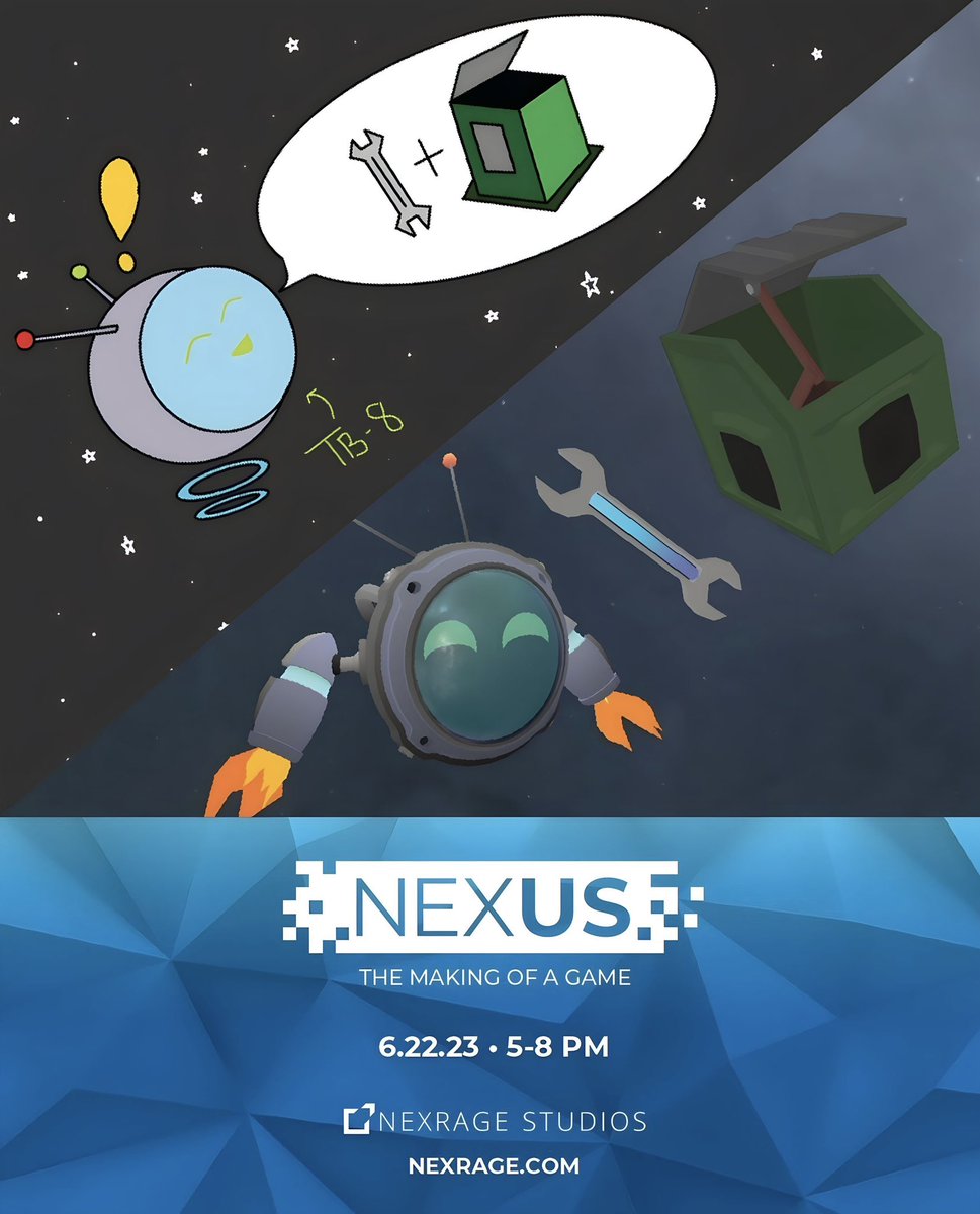 NexrageGames's tweet photo. Join us tomorrow for NEXUS: The Making Of A Game.🚀

#gaming #indiegame #gamestudio #makingagame #mobilegame #games https://t.co/Szwwrnk6AD