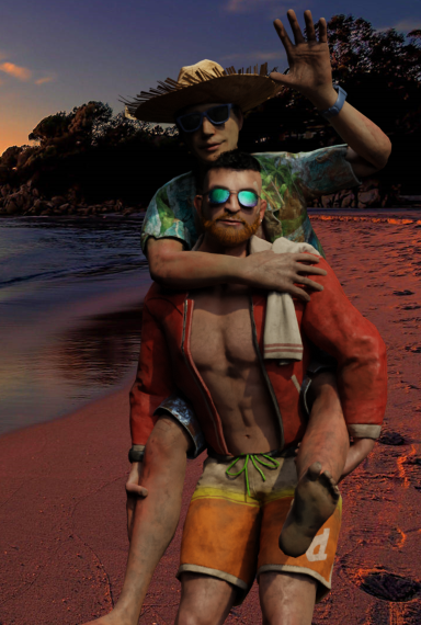 Here is my Kingfield Render for Kingfield week, inspired by @Luddetchup 
Don't mind the lighting difference, Blender kept crashing 😅💚💙🩵🤍
'' A piggyback for the King's prince '' ❤️
#davidking 
#dwightfairfield 
#KingField
#DeadbyDaylight