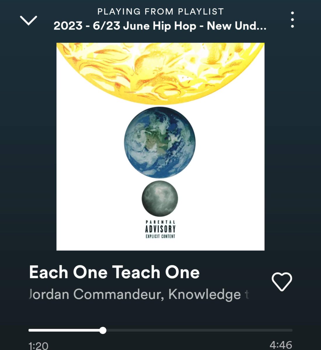 'Each One Teach One' by Jordan Commandeur, Knowledge the Pirate, RickHyde, 38 Spesh & Flee Lord, is 1 of the dope tracks on UHHM's June 2023 Spotify playlist 'New Underground Classic Rap' #NowPlaying #HipHop #HipHopHistory #Playlist #UHHM Listen & Follow: open.spotify.com/playlist/3LmaK…