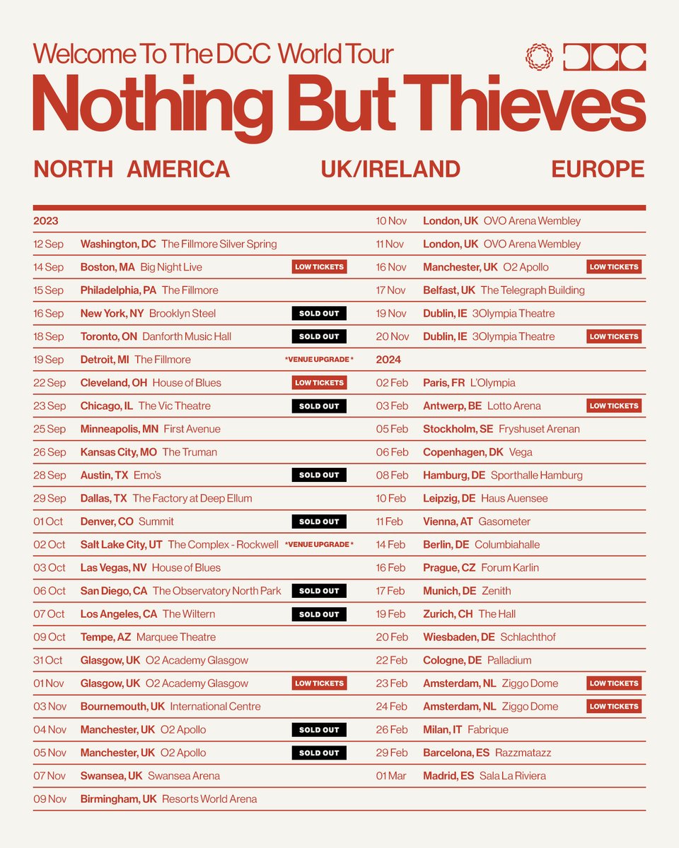 NBThieves's tweet photo. :: So many shows we had to split the poster in half...
Those of you in Salt Lake City, you sold out our original venue (thank you!) so we've upgraded to The Rockwell, more tickets available now.
https://t.co/aBHY4RxTQI https://t.co/vfu5eGC3GV