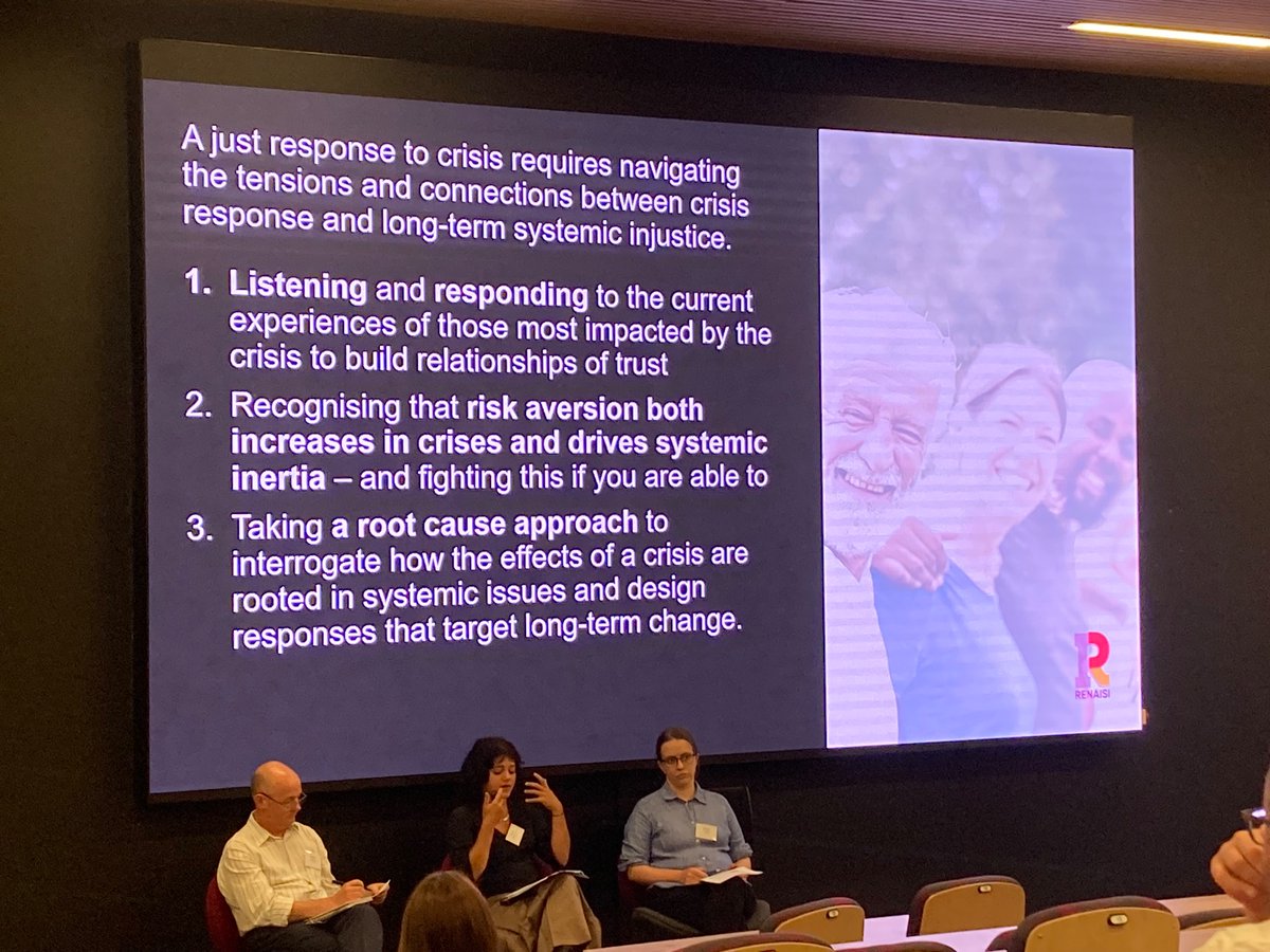 It’s been a delight to present at &amp; attend <a href="/SheffieldHallam/">Sheffield Hallam</a>’s #pppconf23. Hugely interesting conversations on innovative housing models, just responses to crisis, understanding root causes to systemic issues + more. This is @Renaisi’s @KeziaJ_H presenting at the closing plenary