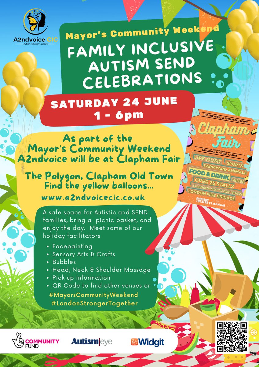 As part of the Mayors Community Weekend we will be at the  @OmnibusTheatre @thisisclapham  Clapham Fair
This Sat 24 June
1 - 6pm

@TNLComFund  @LDN_Culture @TeamLDN @MayorofLondon

#sensoryartsandcrafts #bubbles 
#MayorsCommunityWeekend #LondonStrongerTogether