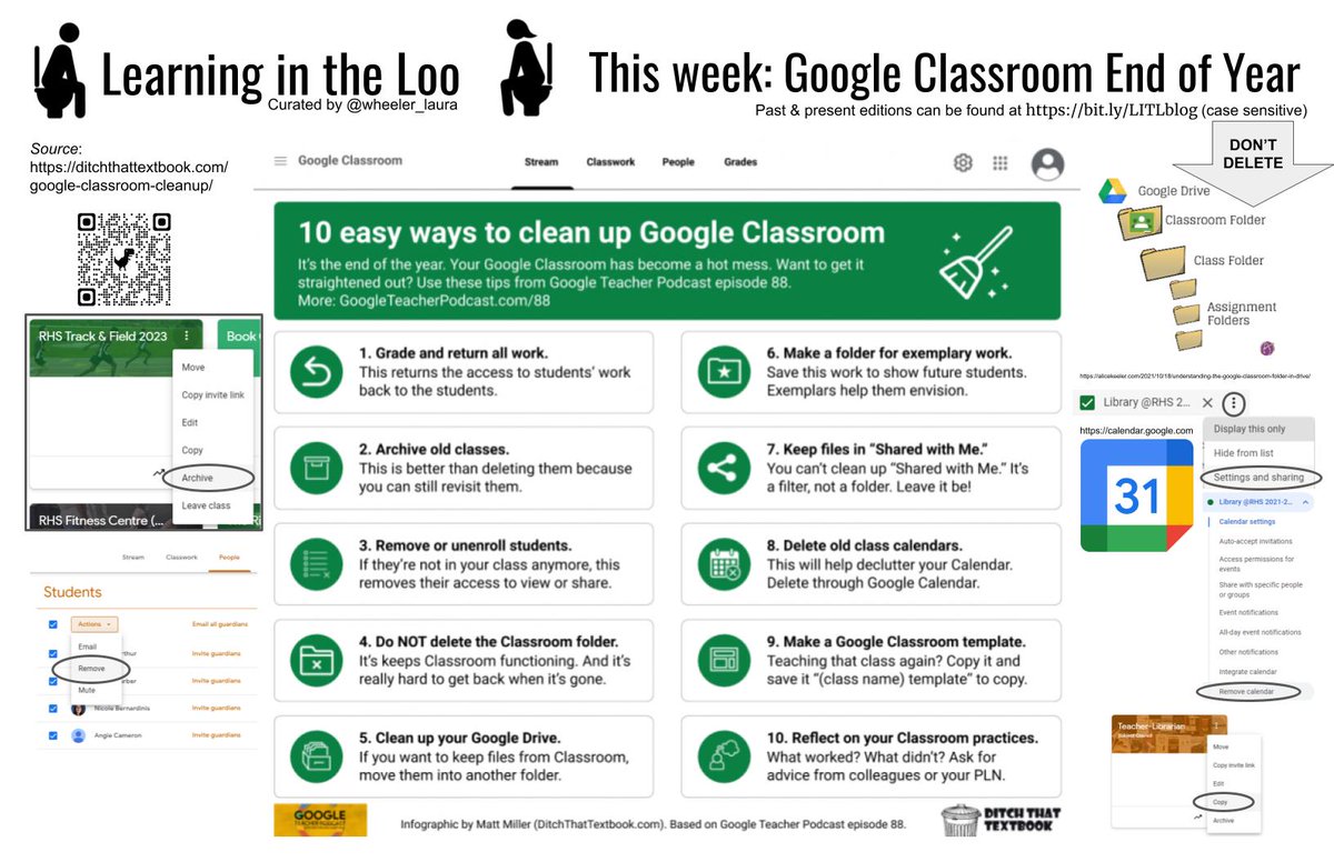 wheeler_laura's tweet image. My last #LearningInTheLoo for the year is about Google Classroom end of year cleanup, featuring a graphic from @jmattmiller from @DitchThatTxtbk :
mslwheeler.wordpress.com/2023/06/21/lea…