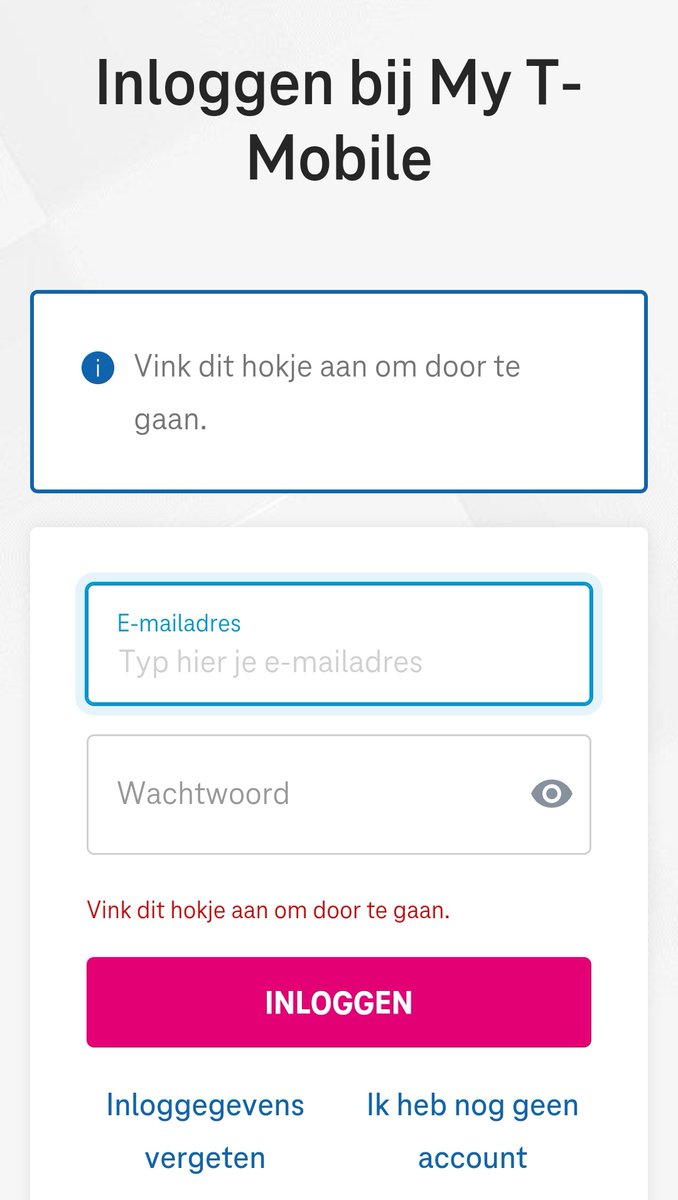 iMitiga's tweet photo. @tmobile_webcare ik ben door mijn bundel heen. Niet eerder gehad, en dacht dat ik automatisch internet op lage snelheid zou krijgen. Maar blijkbaar moet je dat specifiek aangeven. Prima. Als ik ga surfen kom ik automatisch op de inlogpagina, maar kan niet inloggen. Welk hokje? https://t.co/6OMDB7CW1Y