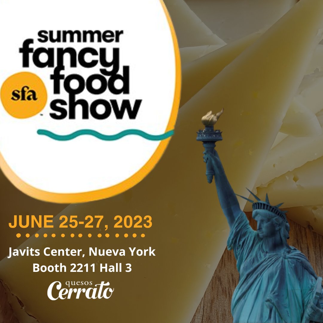 We're just days away from the biggest specialty food industry event in North America, the Summer Fancy Food Show in New York!

Come and discover our wide selection of cheeses at the Spanish pavilion! 🧀

 #FancyFoodShow #FancyFoodNYC #SpecialtyFood