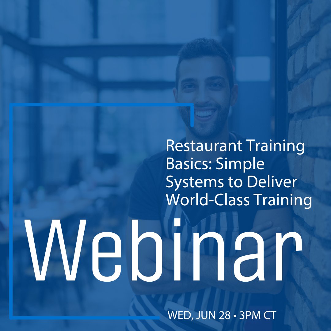 Join Sharon McPherson and Joe Erickson on June 28 at 3 pm CT to learn how restaurant owners can implement a simple system that will allow you to create and deliver world-class training to your team. 

 Register now: bit.ly/3Cq4AAj

#restuarantowners #restaurantbusiness