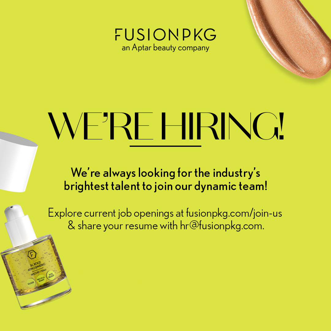 Come #beautybetter with FusionPKG!​

We're always looking for the industry's brightest talent to join our dynamic team! Explore current job openings at fusionpkg.com/join-us or share your resume with hr@fusionpkg.com.

#hiring #jobs #sales #B2B #business #team #executive