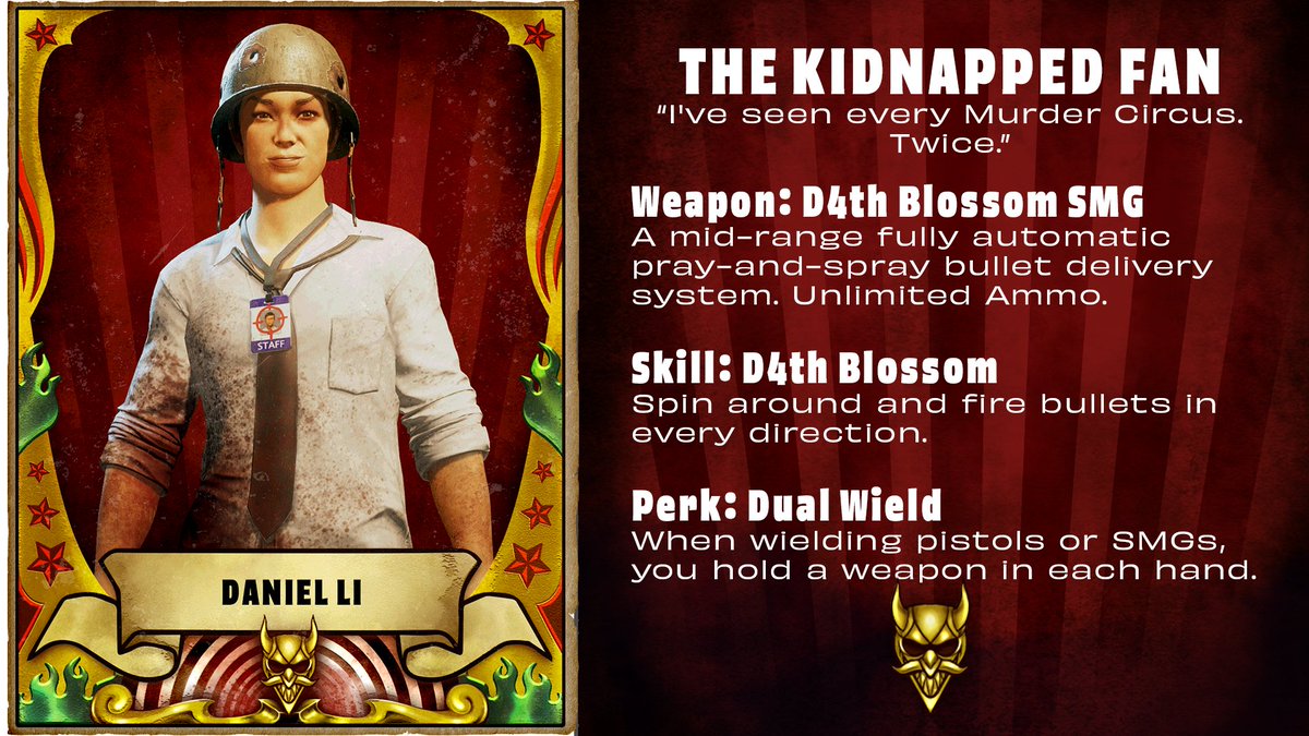 Self described as 4-time employee of the month, the ultimate underdog, and Murder Circus Superfan—Put your hands together for…some guy!

One of 4 contestants in Doc Ketchum's Murder Circus - smashing into Santo Ileso this July!