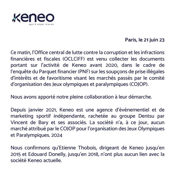 keneo_france's tweet photo. Communiqué de @keneo_france  en lien avec les événements de ce matin. ⬇️ https://t.co/9awZCnUDec