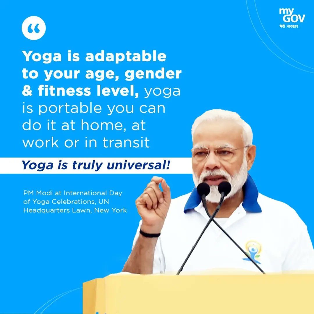 Yoga is portable you can do it at home, at work or in transit.

#InternationalYogaDay
#HarAnganYoga
#ModiInUSA
#YogaAnywhereEverywhere
#PMModiUSVisit
#IndiaUSRelations
