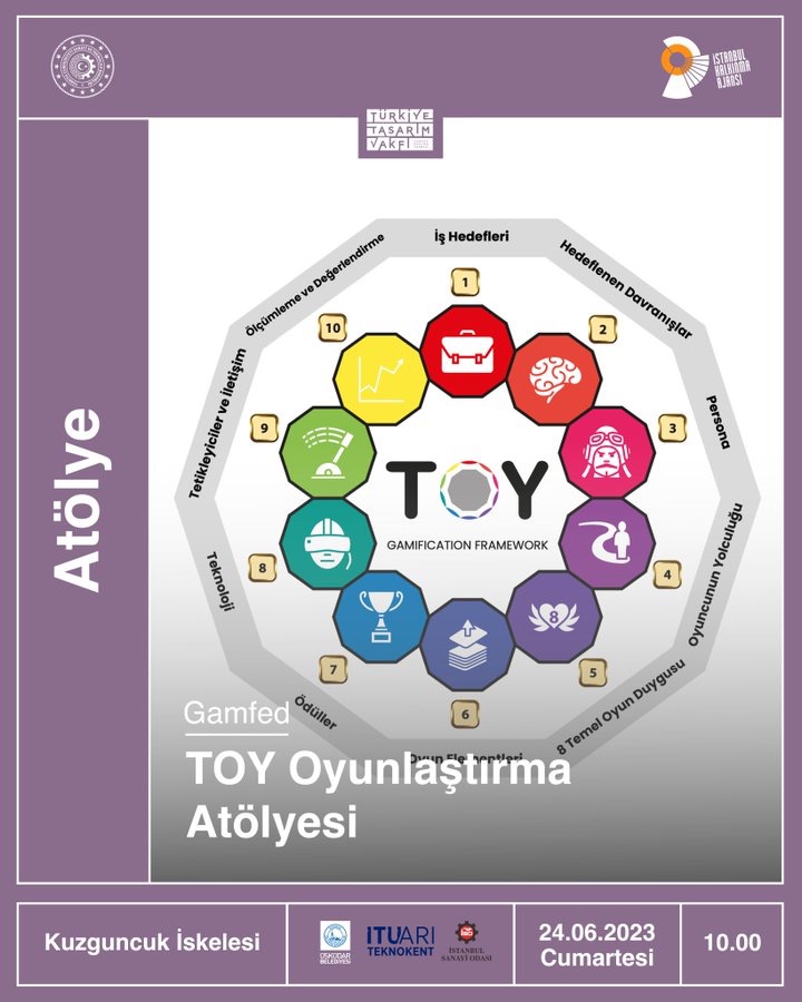 GamFed Türkiye ve Türkiye Tasarım Vakfı işbirliğiyle eğitim ve atölye bir arada 👾
24 Haziran Cumartesi günü 10.00-15.00 arasında Türkiye Tasarım Vakfı'nın Kuzguncuk yerleşkesinde gerçekleşecek
Kayıt ve detaylar👇
 turkiyetasarimvakfi.org/tr/etkinlikler… 
📌Katılım ücretsizdir.

#oyunlaştırma