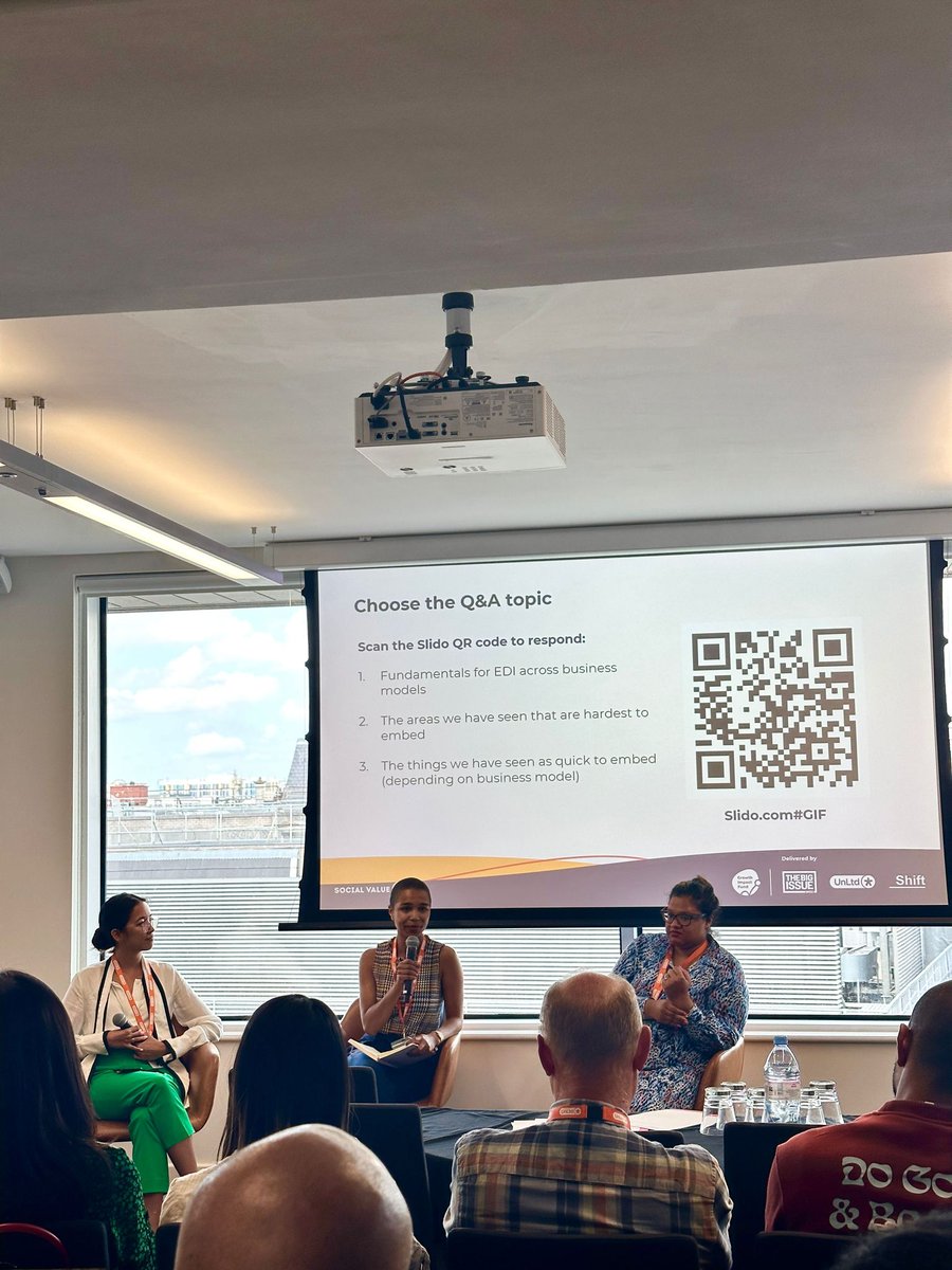 Final session of the day.

@rheafofana , portfolio manager at UnLtd is joined by @ishtweets_  from Spark & Co and @GoodFinanceUK as they discuss how to embed Equality, Diversity and Inclusion into your #SocEnt 

#CelebratingGIF