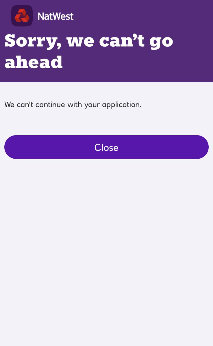 colin2030's tweet photo. @NatWest_Help Hi. I’m trying to apply for a credit card and I’m continually getting the message below. I’ve tried via the app, mobile and desktop PC browser. Any ideas? https://t.co/5wtBou5I3N