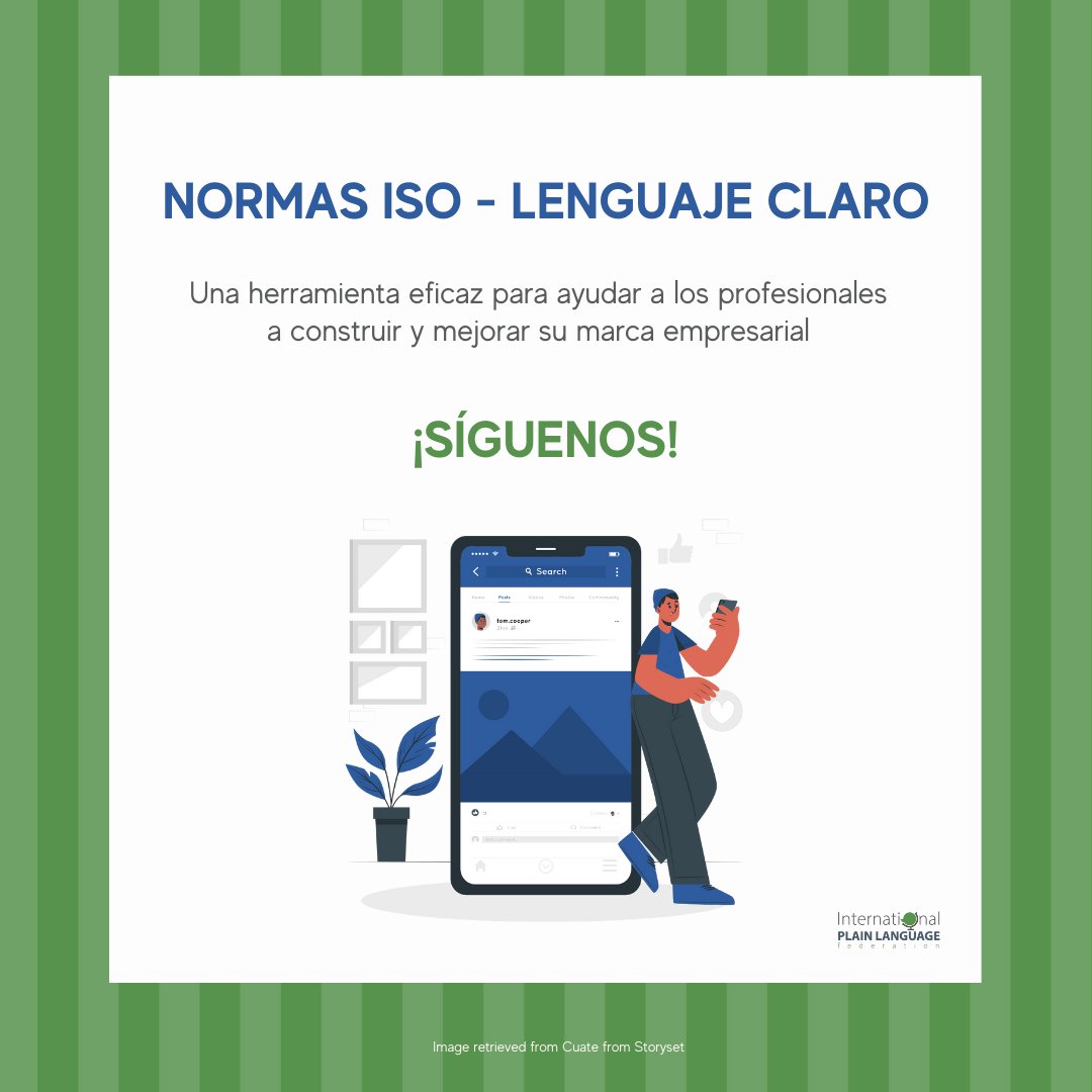 ¡YA SE HAN PUBLICADO!
ISO #PLAINLANGUAGE
iplfederation.org/iso-standard/

La nueva norma mejora la comunicación escrita para todas las personas, organizaciones, empresas y administraciones.
@CalamoyCran 
@_EnClaro_ 
@archiletras 
@Lenguaje_claro 
@sistema_arText