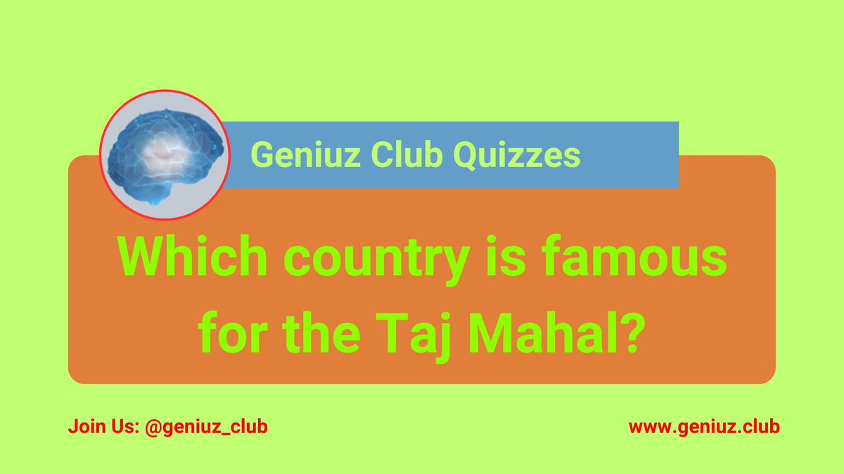 Hello Everyone!
📌 GENIUZ QUIZ, Retweet your response to win a bronze ticket….
📌 Join the Telegram group to win a Silver Ticket!!!! 🛩️🥈🎫

Which country is famous for the Taj Mahal?

A. India
B. China
C. Mexico
D. Australia

👇🏻👇🏻
t.me/+ofcv-Klld_hmM…