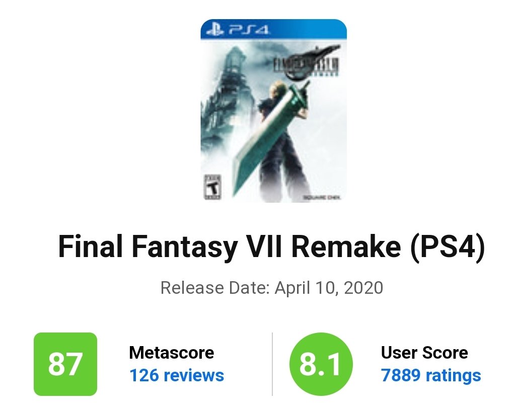 Final Fantasy VII Remake - Metacritic