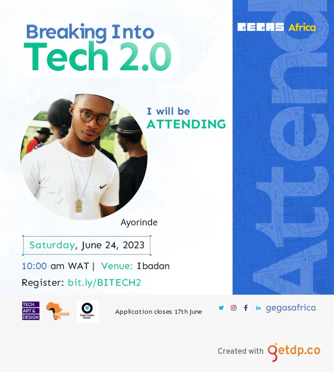 aysizzle's tweet photo. It's a privilege to be among the few selected participants at the GEGAS Breaking Into Tech BootCamp 2.0.

Looking forward to having an amazing experience learning and connecting with great minds.

@gegasafrica https://t.co/7qEzTM47ZB