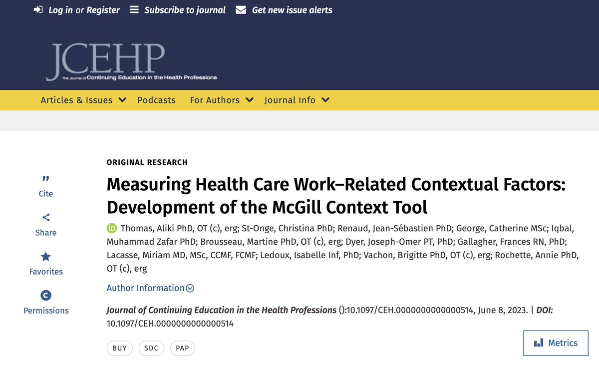 Hot off the press!🔥The McGill context tool is out now for use! Huge shoutout and many congratulations to the lead scientists @aliki_thomas, @chsto8, #JeanSebastien & #AnnieRochette who worked really hard in putting together this promising work. @JCEHPonline #HPE #meded