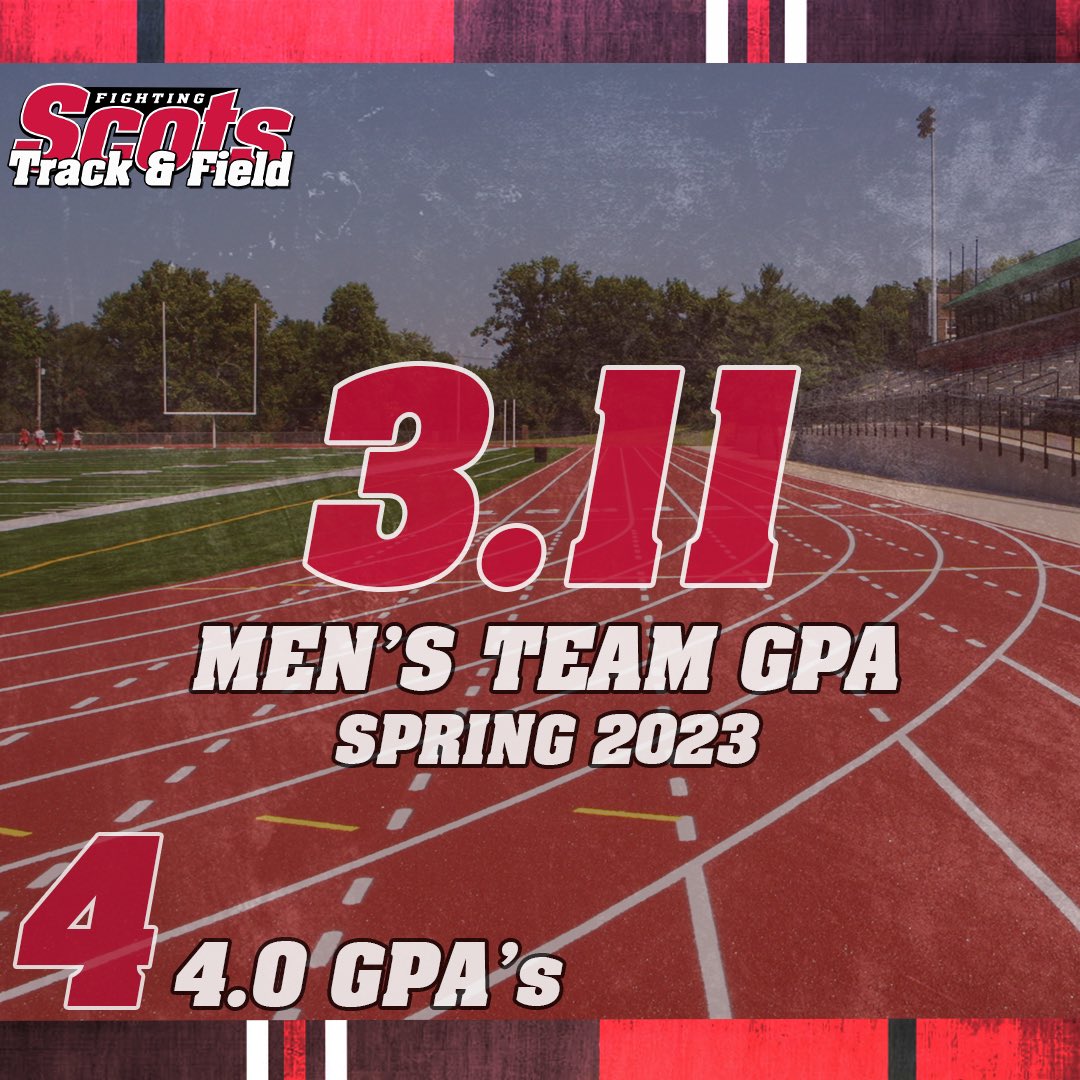Congratulations to our Men’s Track and Field team on maintaining a high academic status this spring semester along with 4 individuals obtaining 4.0 GPA’s! #RollScots