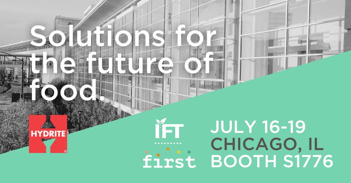 Join Hydrite next month at #IFTFIRST in Chicago (booth S1776). As a trusted ingredient & chemical supplier, we’re equipped to offer complete + competitive solutions for your food processing line. Meet us there: ow.ly/pfAc50OS8B9 #ScienceOfFood