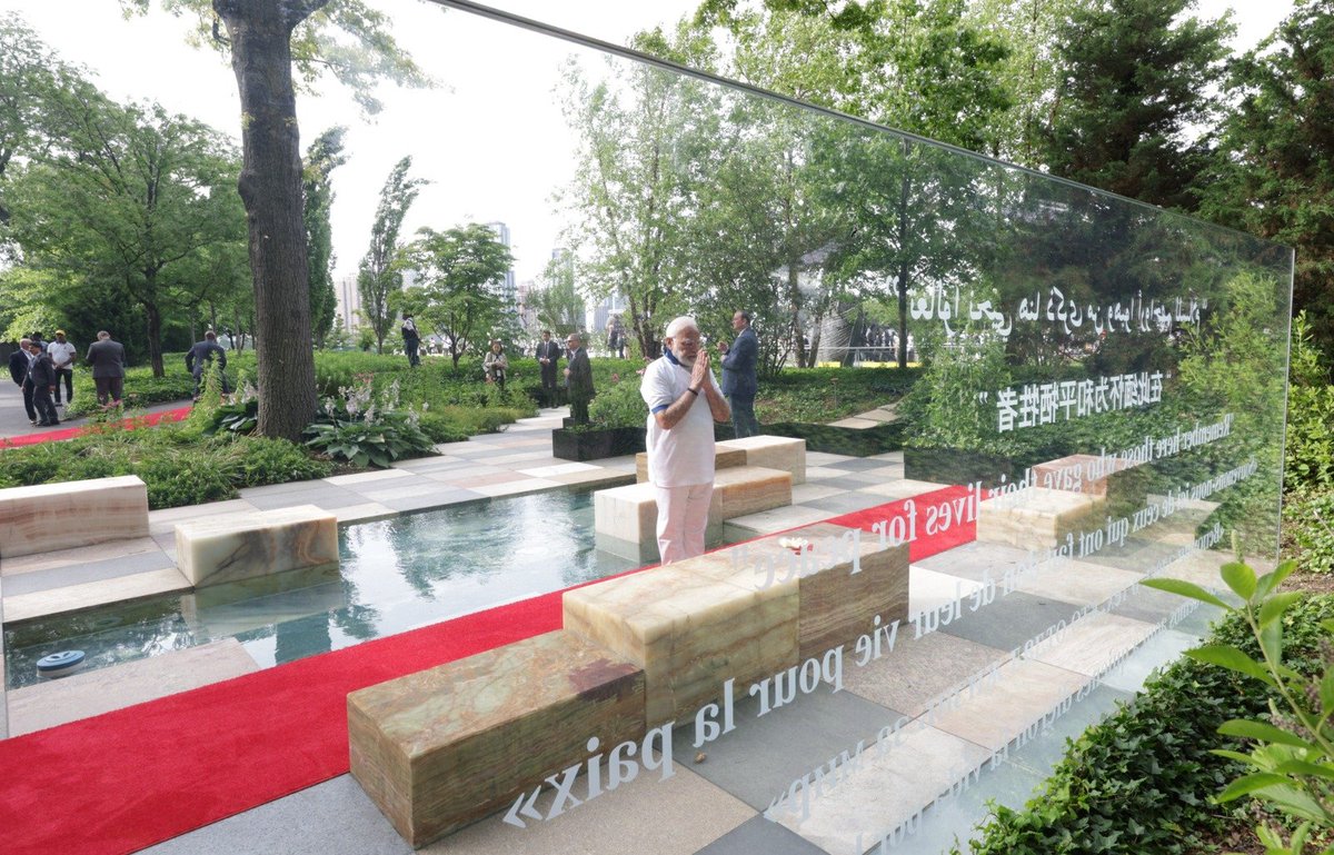 Narendra Modi (@narendramodi) on Twitter photo Humbled to pay my tributes at the Wall of Peace at the <a href="/UN/">United Nations</a> HQ today. We honor and remember the brave peacekeepers who gave their lives for a more peaceful world. Their selfless service will never be forgotten. Humbled to pay my tributes at the Wall of Peace at the <a href="/UN/">United Nations</a> HQ today. We honor and remember the brave peacekeepers who gave their lives for a more peaceful world. Their selfless service will never be forgotten.
