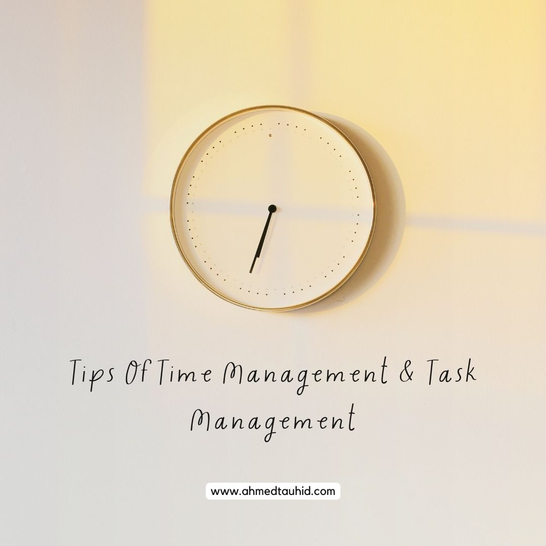 Tips for time management & task management:

Set clear goals
Prioritize tasks using techniquesMatrix
Create a to-do list
Focus on one task at a time
Set realistic deadlines
Minimize distractions
Delegate tasks when possible
Practice time blocking
#timemanagement #taskmanagement