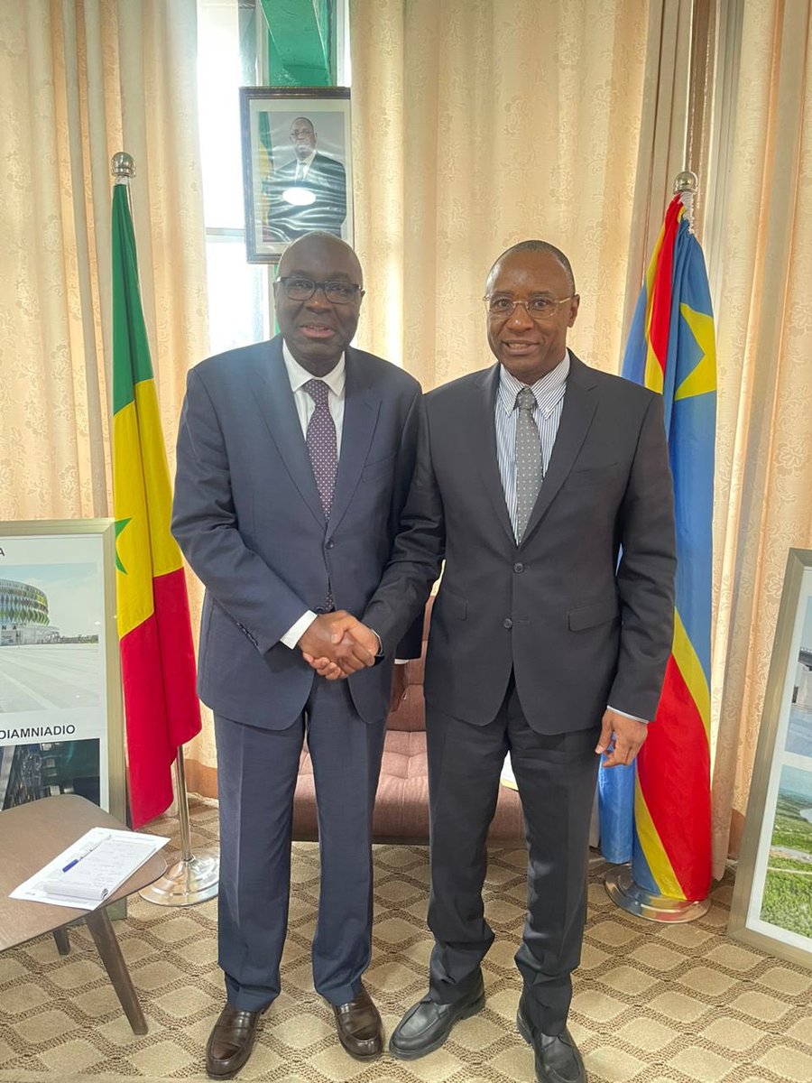 k_diagne's tweet photo. Visite de courtoisie ce matin auprès de son Excellence Doro Sy, nouvel Ambassadeur du Sénégal 🇸🇳 en République démocratique du Congo  🇨🇩 
Nous avons échangé sur l’importante contribution des militaires, gendarmes et policiers sénégalais déployés au sein de la @MONUSCO https://t.co/jMqWrR8nlK