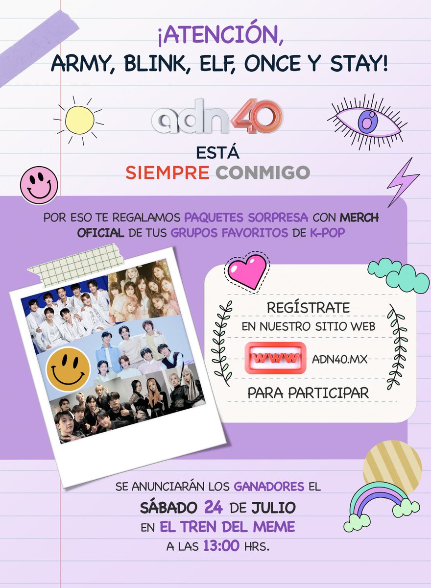 adnnoticiasmx's tweet photo. ¡Atención fanáticos del Kpop! 🤩🫰🏻 El #TrenDelMeme tiene una sorpresa épica para ustedes: ¡Tres cajas sorpresa repletas de productos originales y coleccionables del Kpop! 🎁 🎊

📌 Lo único que tienes que hacer es regístrate por aquí 👉 https://t.co/OJZqogIvfu https://t.co/LZTssUTO4z