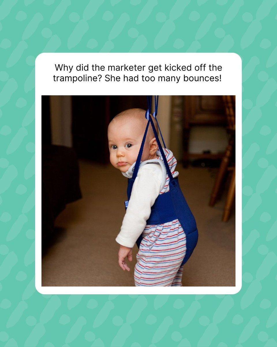 Why did the marketer get kicked off the trampoline? She had too many bounces! 😂 Need help lowering your website's bounce rate? Reach us at mo@drrissy.com. #MarketingHumor #DrRissysWriting