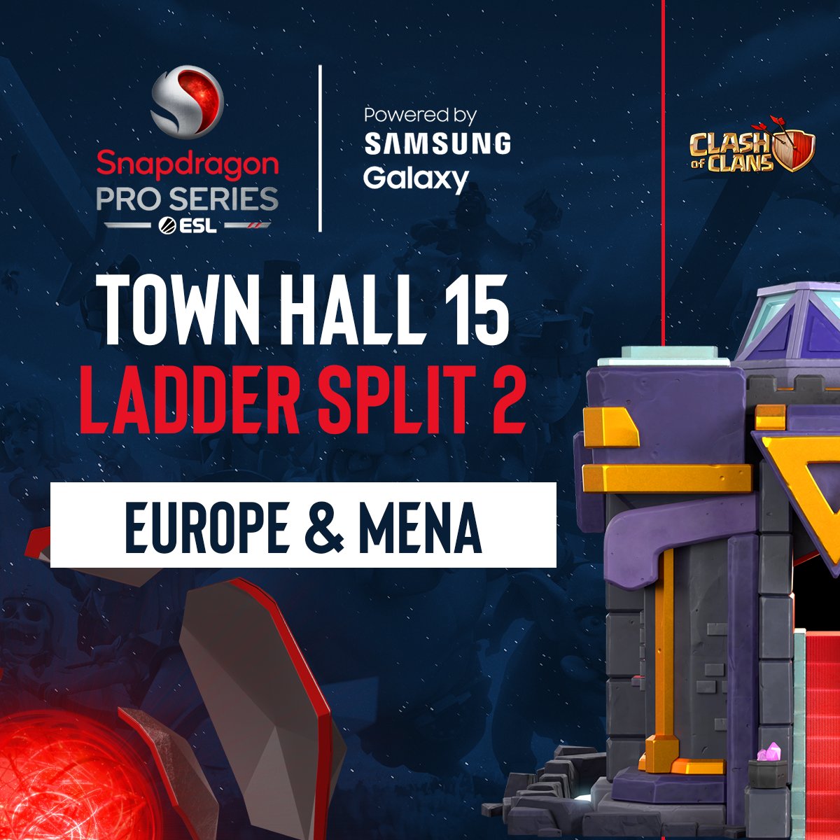 📣 Split 1 may not be done yet, but SMO Split 2 is already closing in! Sign up and face off against the EUR & MENA's top teams for a share of a $7,500 prize pool! 💰 🔗 play.eslgaming.com/clashofclans/g… #SnapdragonProSeries @CoCEsports