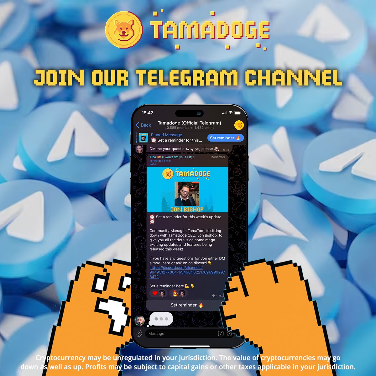 Want to be even closer to the action? Join our Telegram group to be first in line for news, giveaways and updates! 🤩

Chat directly with our mods and community leads, and trade gaming tips with the rest of the Tama Army 👾💪

📱: t.me/TamadogeOffici…
