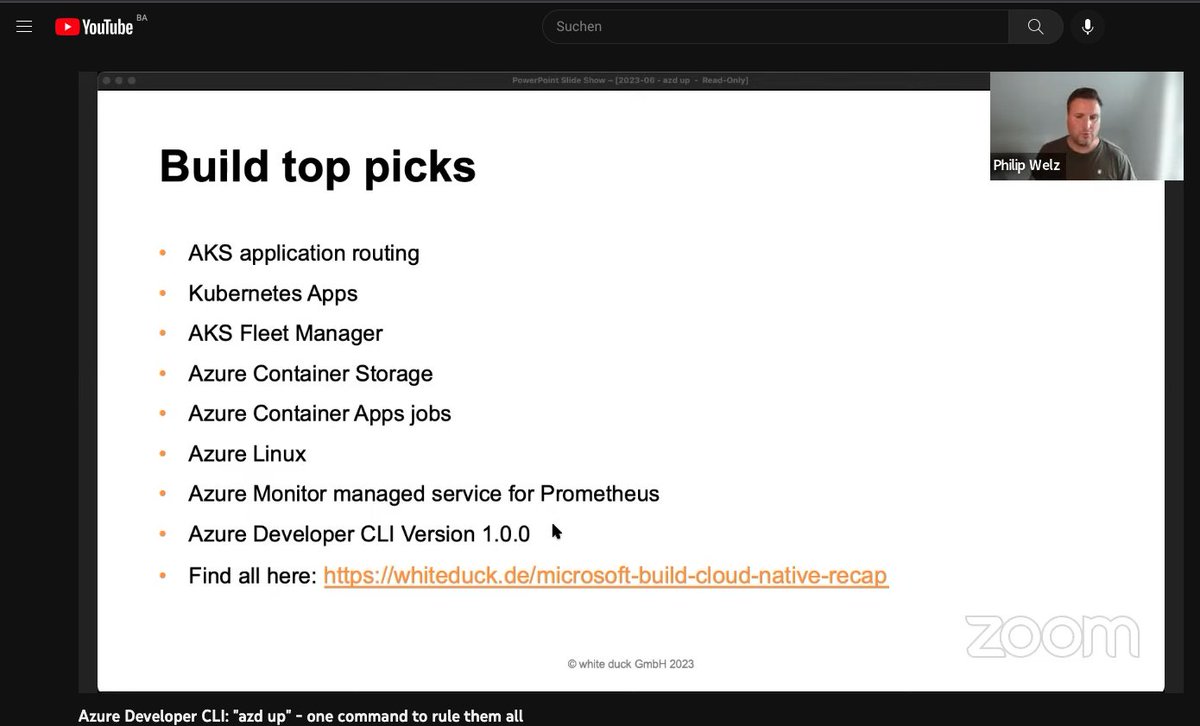 🔴 We're live on #YouTube - join us!
youtube.com/watch?v=-qMDNe…
📢 Some important #Azure news by @philip_welz first and then next 'azd up' - one command to rule them all 👩🏼‍💻

#community #event #meetup with @lechnerc77 @martinpankraz