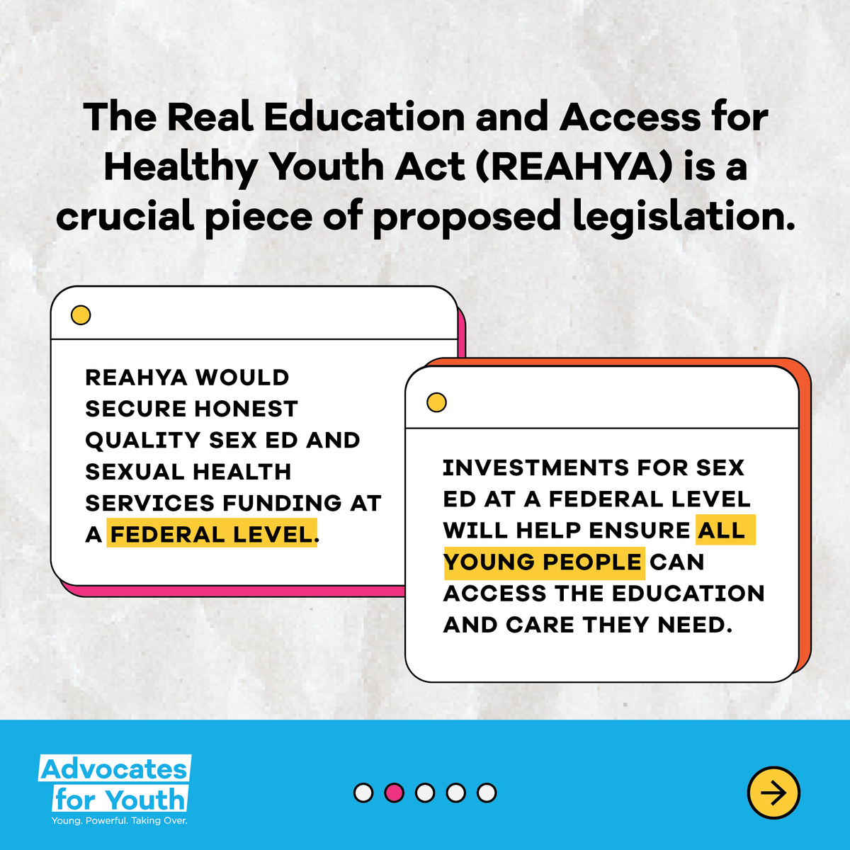 AdvocatesTweets's tweet photo. The Real Education and Access for Healthy Youth Act (REAHYA) is a crucial step towards ensuring all young people have access to quality sex education.
β‘οΈ Learn more about #REAHYA and what it could mean for the future of sex ed #ReUpREAHYA now! β #SexEdForAll https://t.co/u3UeFTj0lo