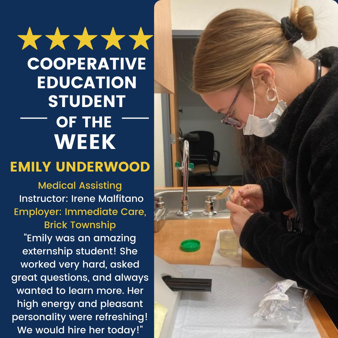 ocvtsemployment's tweet image. "Vocational school gave me the tools I needed to get to where I am now. At OCVTS, I am out of my seat, working, collaborating with other nursing minds like mine. I'm in my element." - OCVTS 2023 Medical Assisting graduate Emily Underwood @ocvts #ocvts #cte #medicalassisting